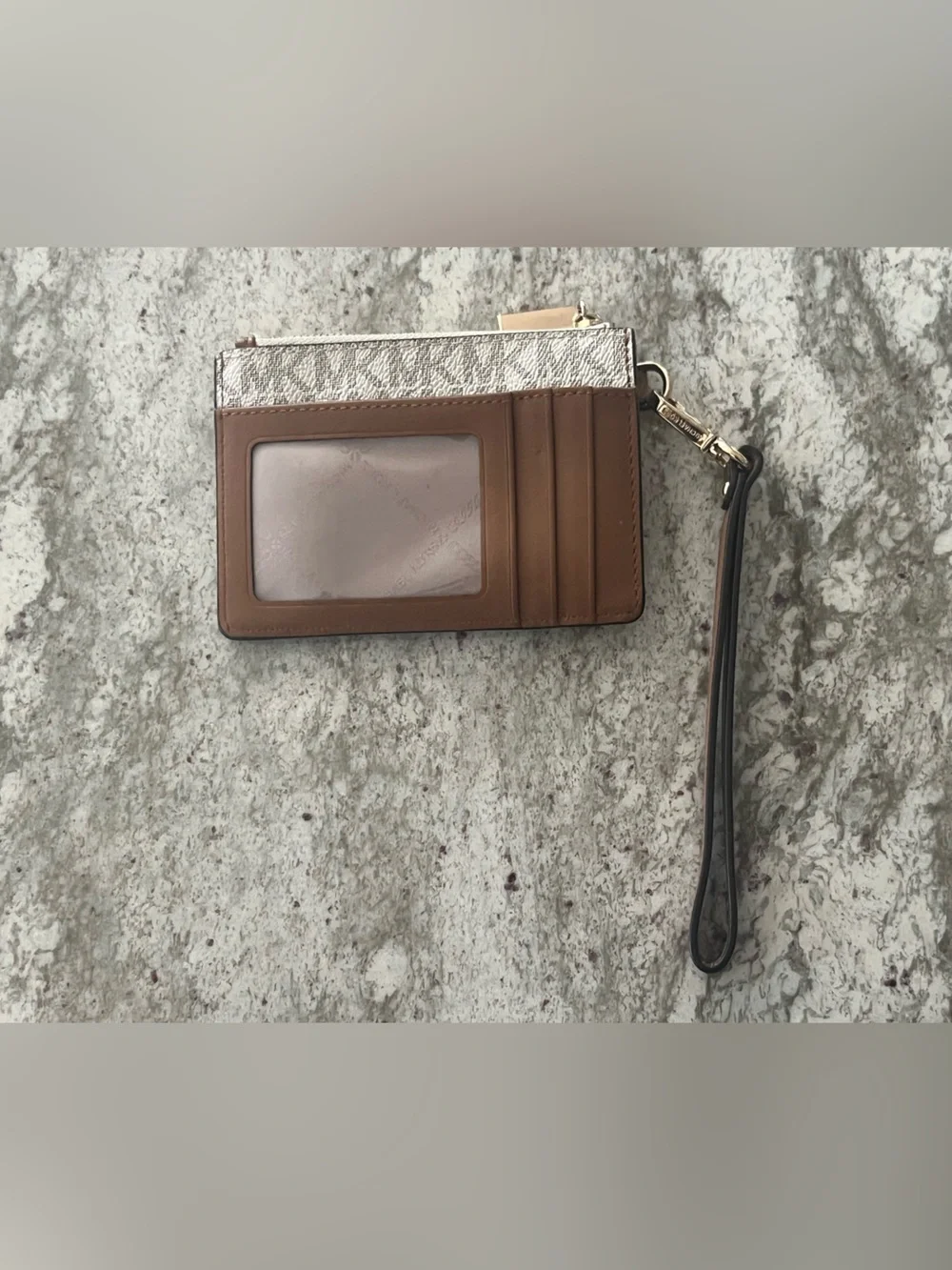 Michael Kors Metallic Silver Signature Wristlet Card Holder